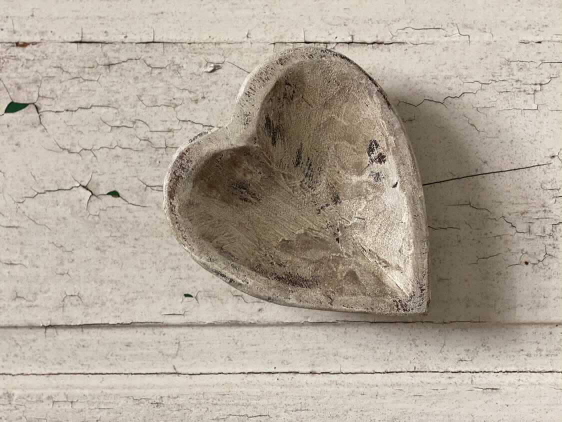 Bol en forme de cœur, blanc, fait main au Mexique