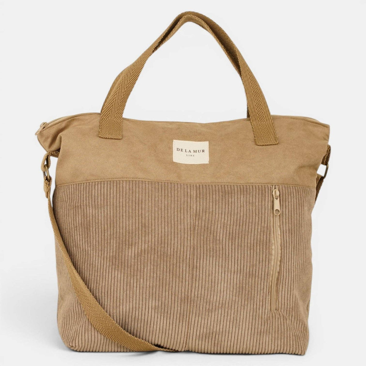 Grand sac à main en velours côtelé – taupe beige - d’Espagne