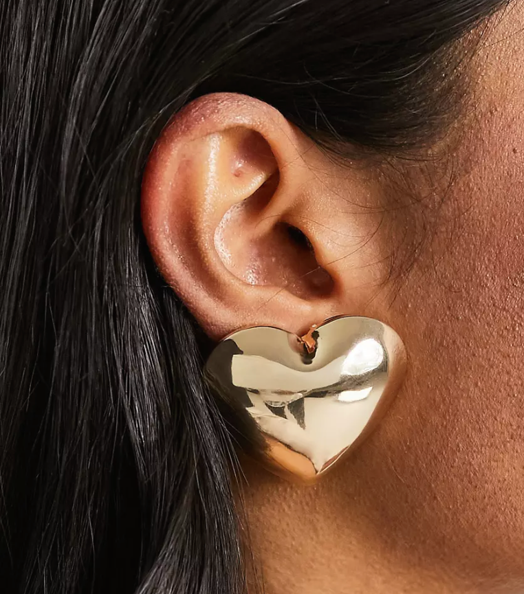 Boucles d'oreilles cœur - Clous d'oreilles gonflés - Acier inoxydable - Canada