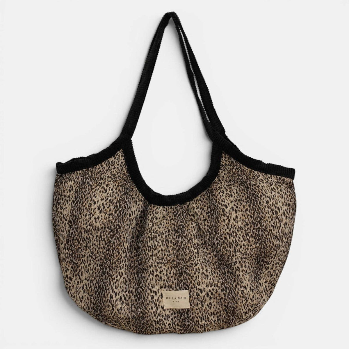 Sac cabas moyen zippé en jacquard léopard – Beige et noir - d’Espagne