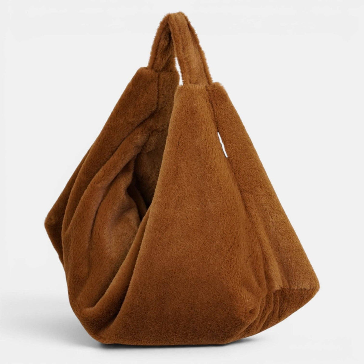 Sac bandoulière rond en fausse fourrure – Camel - d’Espagne