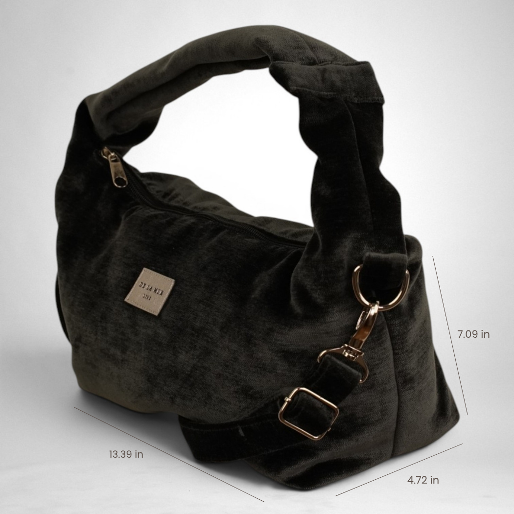 Sac de soirée moyen en velours – Noir-d’Espagne