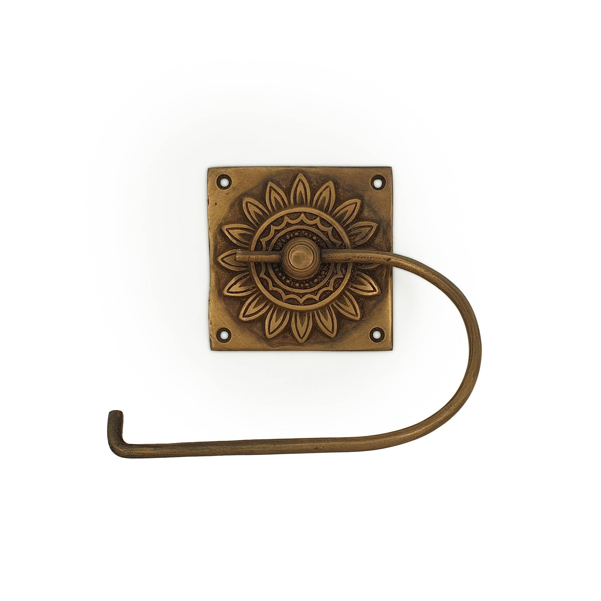 Porte-rouleau Fleur en laiton fini antique de Bali
