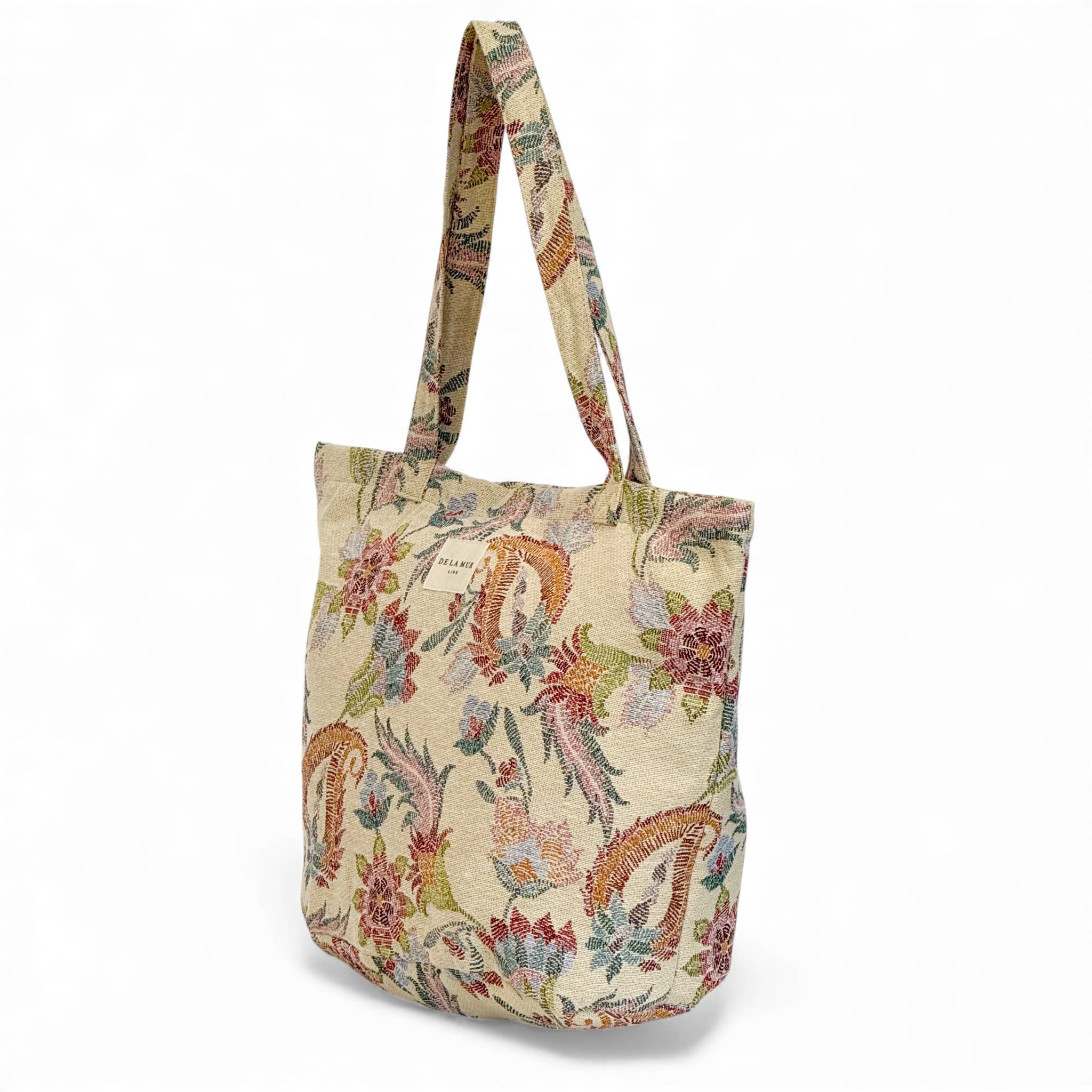 Grand sac cabas zippé à motif printanier