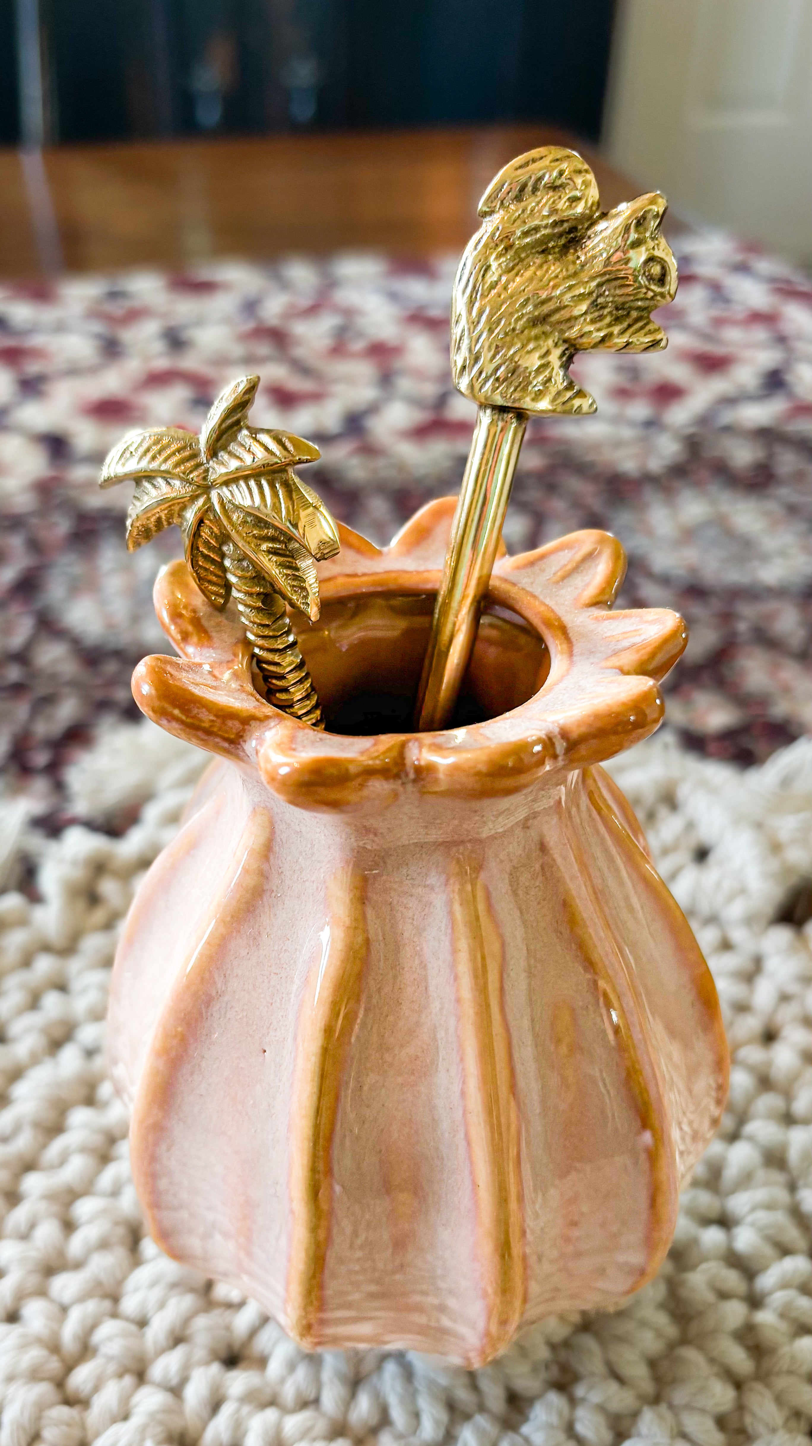 Couvert en palmier en laiton or de Bali