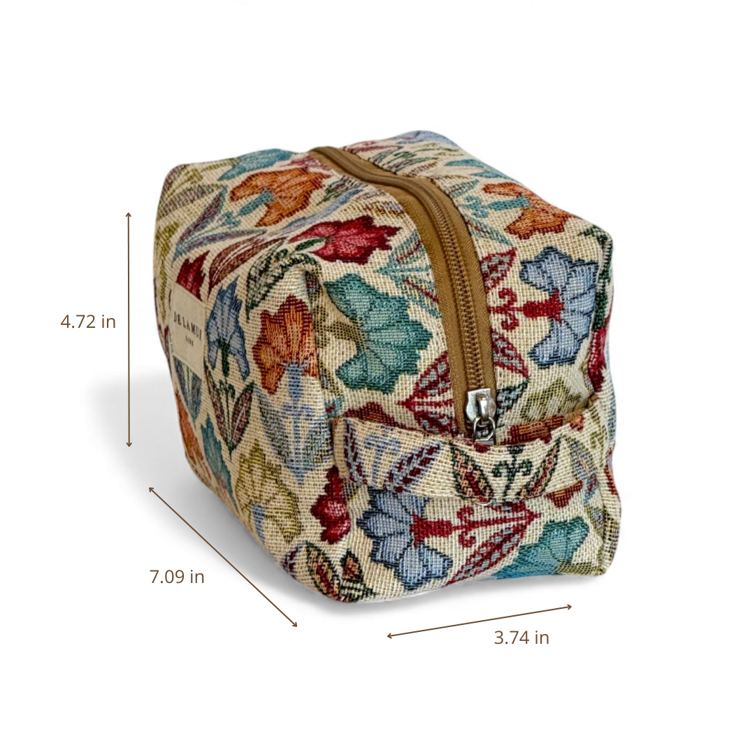 Trousse de maquillage carrée florale