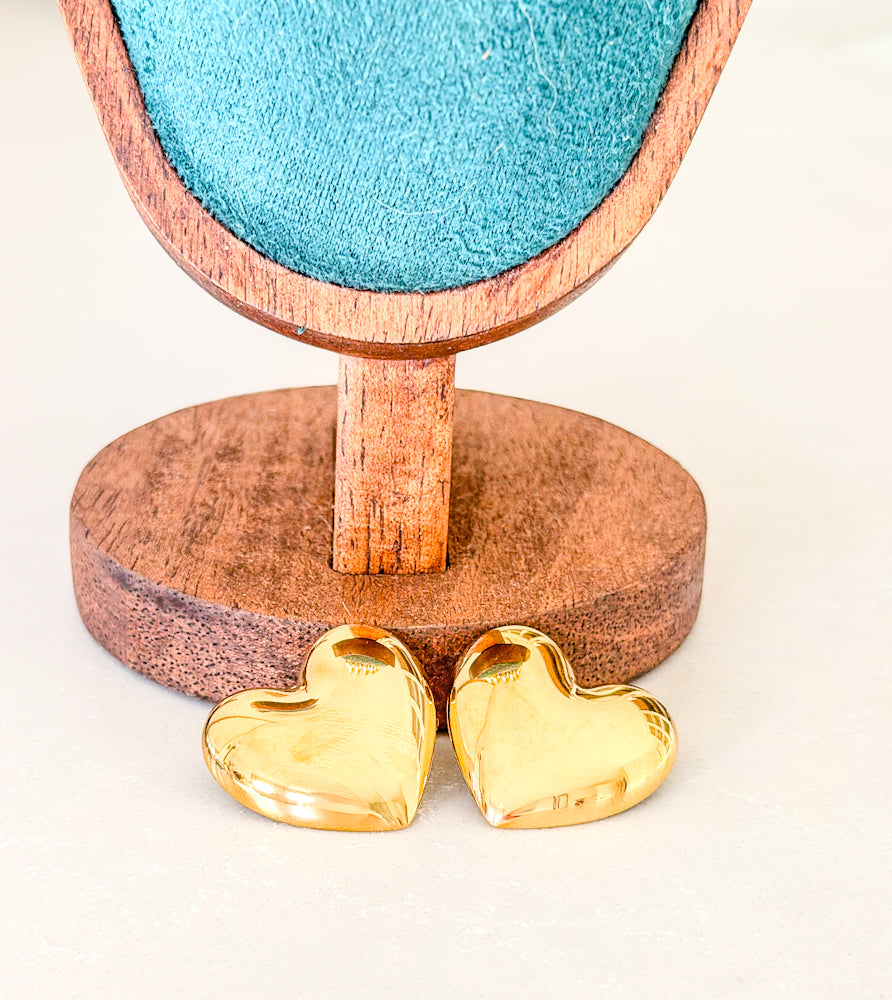 Boucles d'oreilles cœur - Clous d'oreilles gonflés - Acier inoxydable - Canada