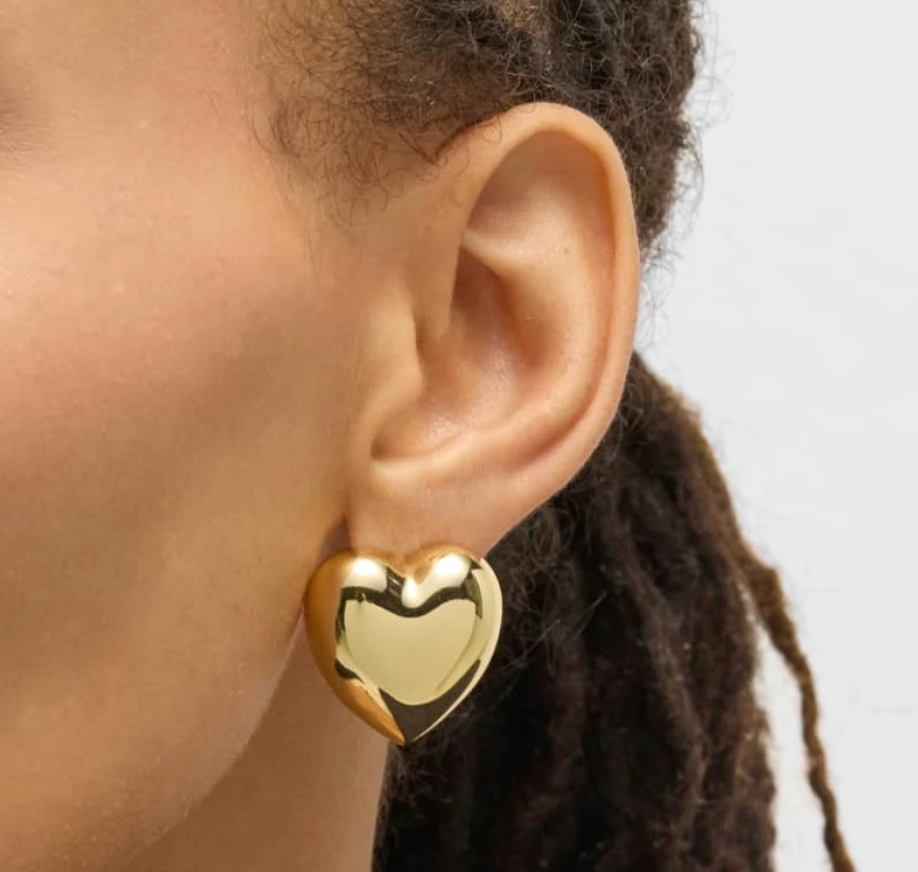 Boucles d'oreilles cœur - Clous d'oreilles gonflés - Acier inoxydable - Canada