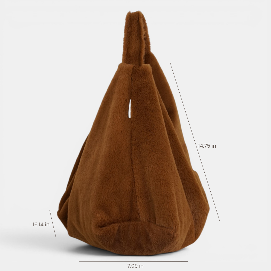 Sac bandoulière rond en fausse fourrure – Camel - d’Espagne