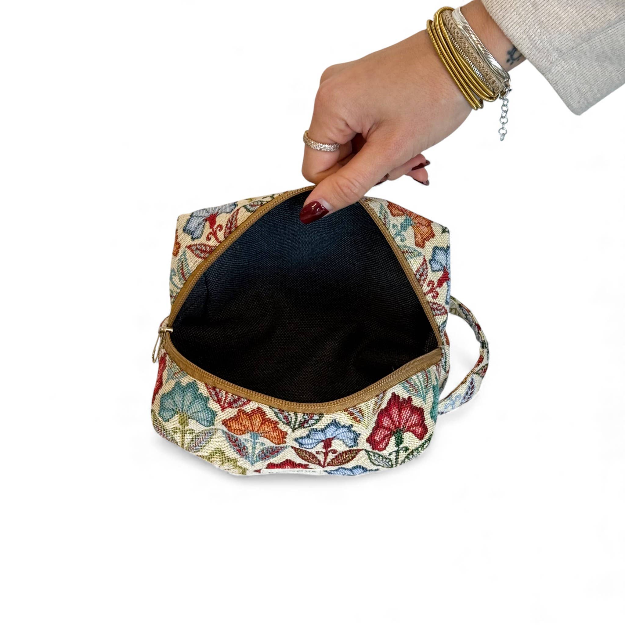 Trousse de maquillage carrée florale