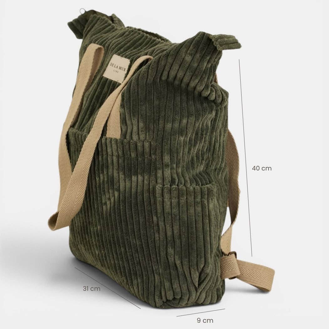 Sac à dos / sac bandoulière en velours côtelé – Vert olive - Espagne