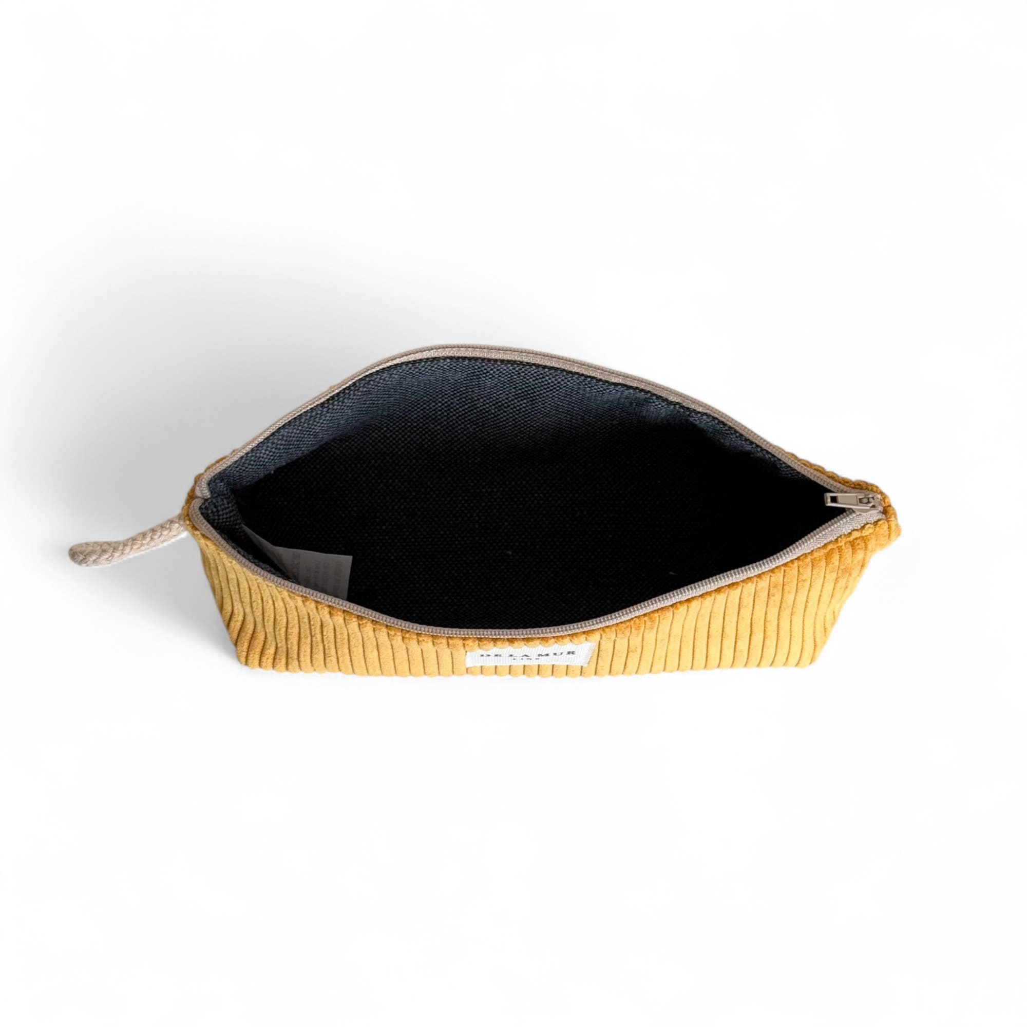Trousse à crayon velours jaune
