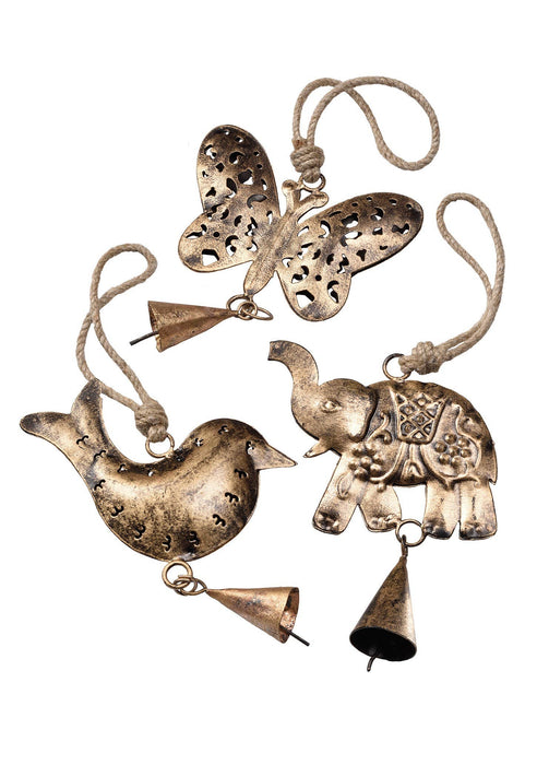 Gold-colored hanging decoration with bell