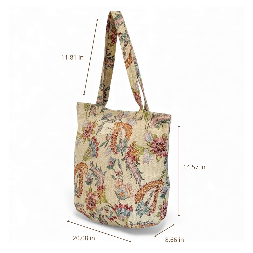 Grand sac cabas zippé à motif printanier