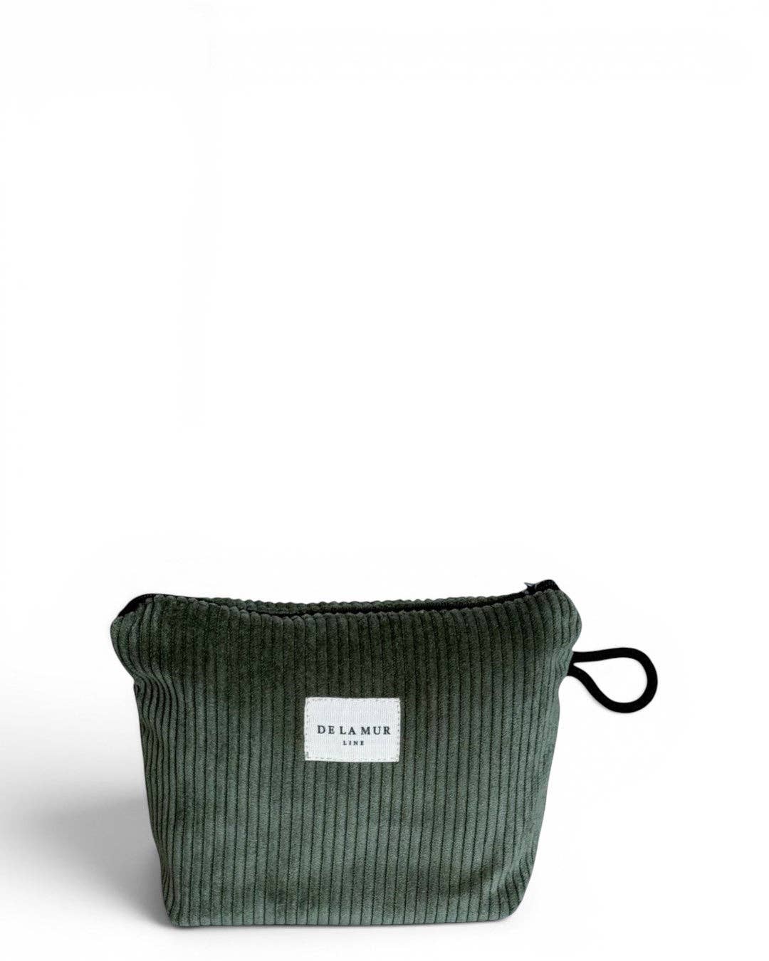 Petite trousse à maquillage en velours côtelé vert- d’Espagne