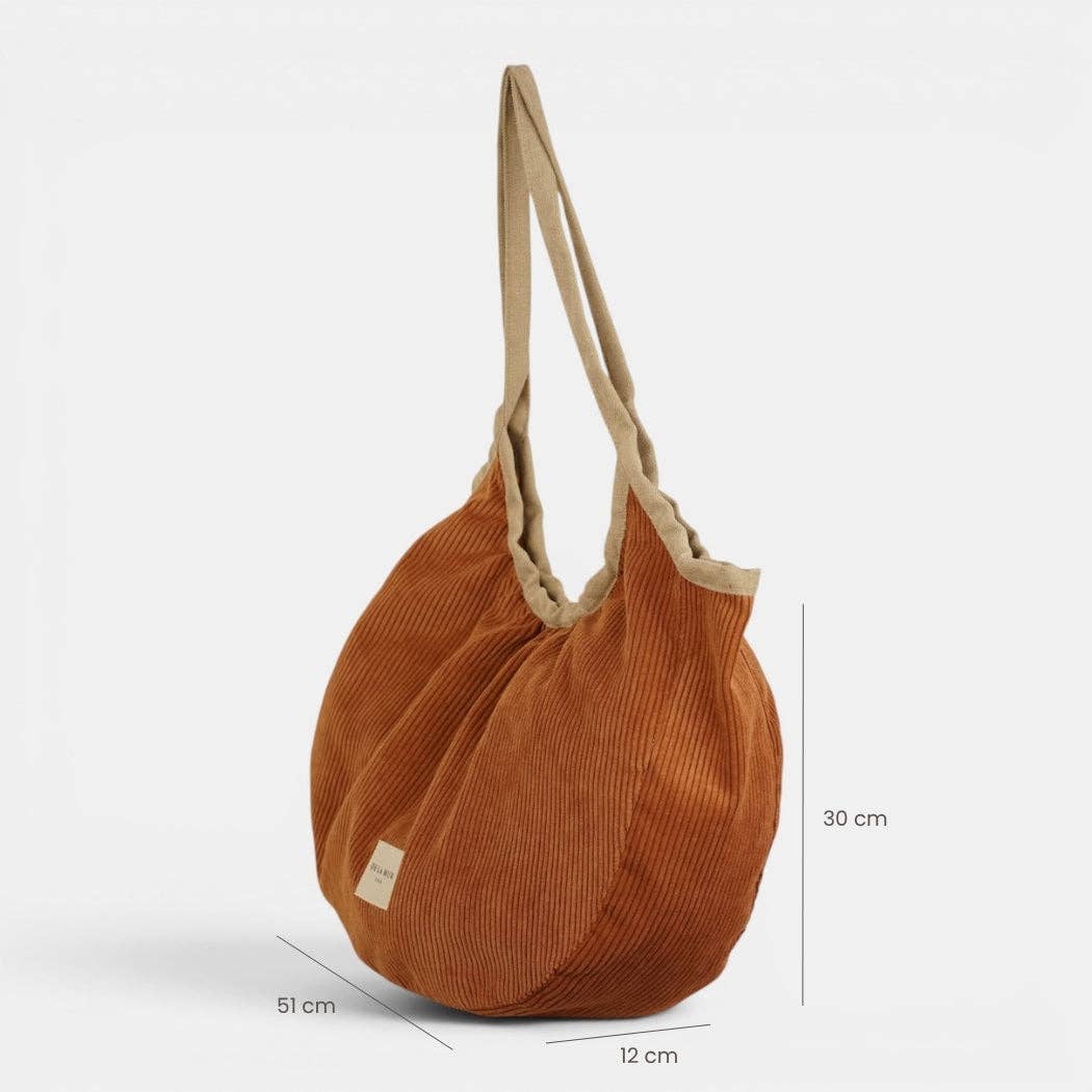 Sac fourre-tout moyen zippé en velours côtelé – Terracotta - d’Espagne