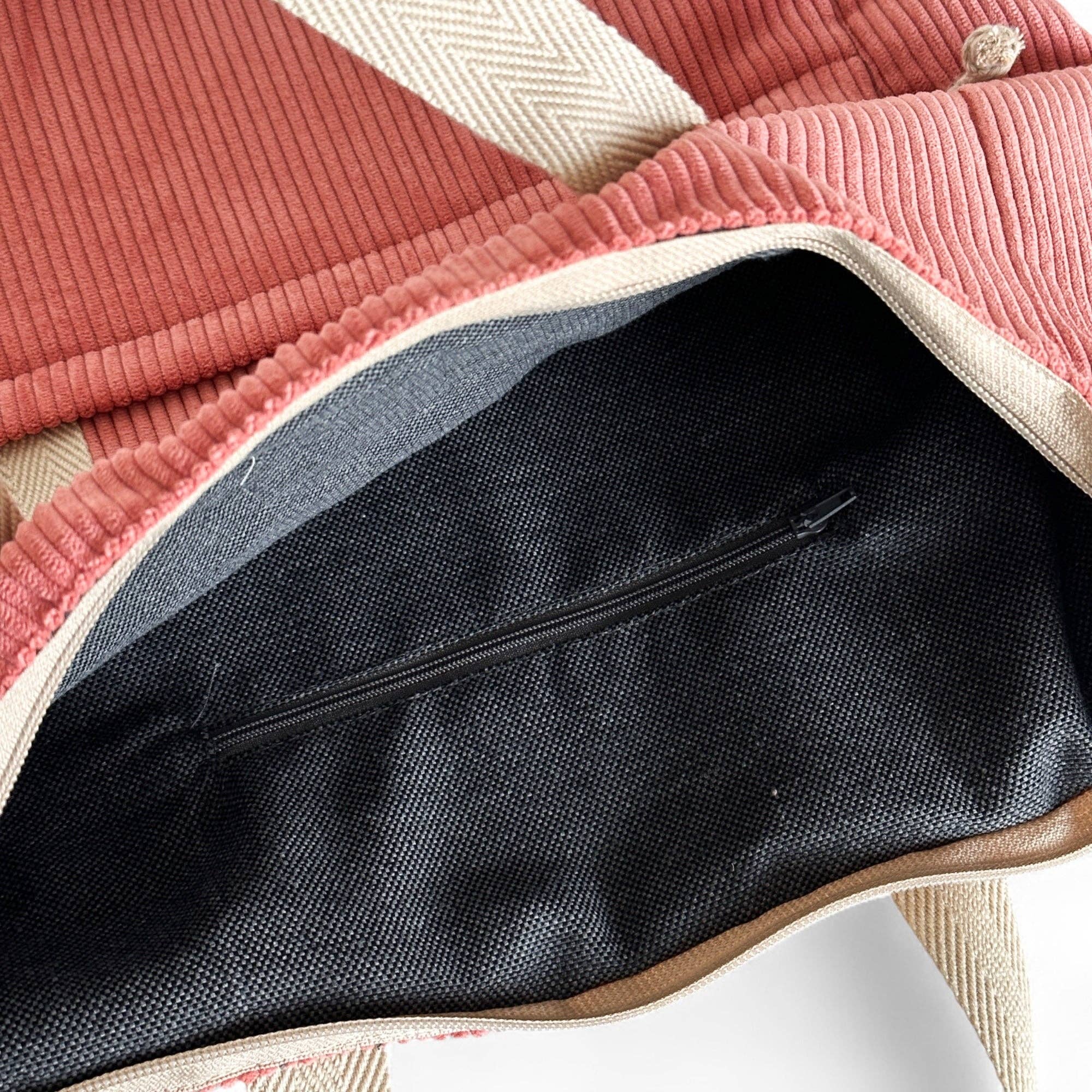 Sac à dos convertible en velours rose d’Espagne