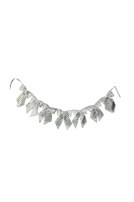 Charcoal striped knot garland with a thin gold stripe