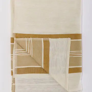 Serviette de plage tissée en coton d'Éthiopie Ocre