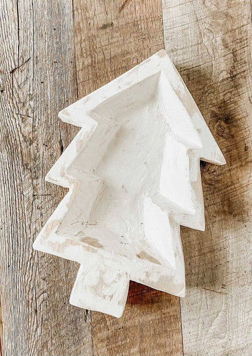 Mexique: Bol en bois en forme d'arbre, blanc pur, fait main, #A