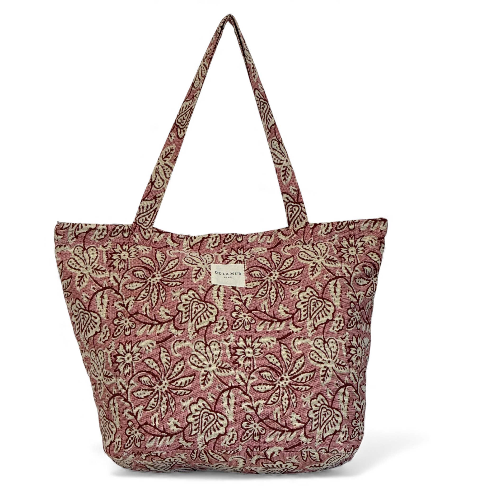 Grand sac zippé rose floral