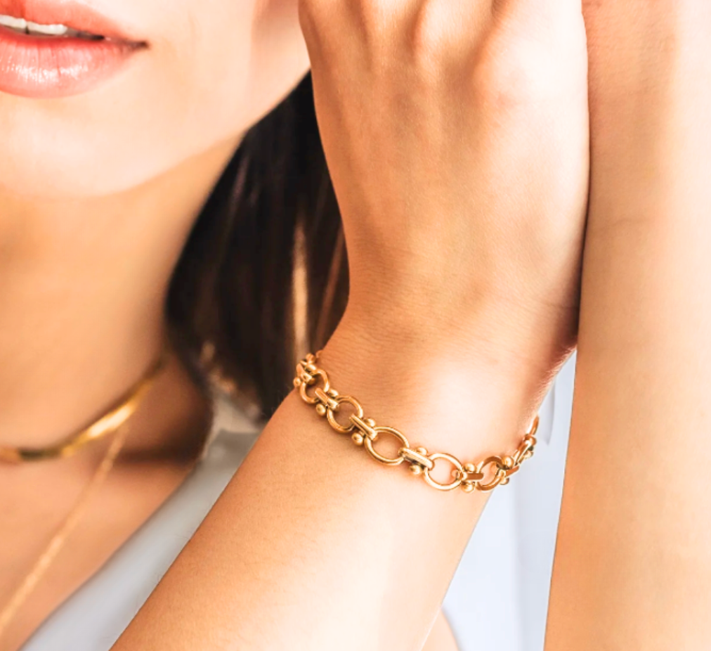 Bracelet en acier Rope and Link 14K or étanche -Canada