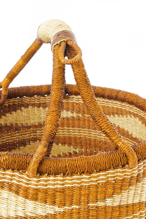 GHANA: Panier Bolga décoratif tissé à la main Caramel Diamond