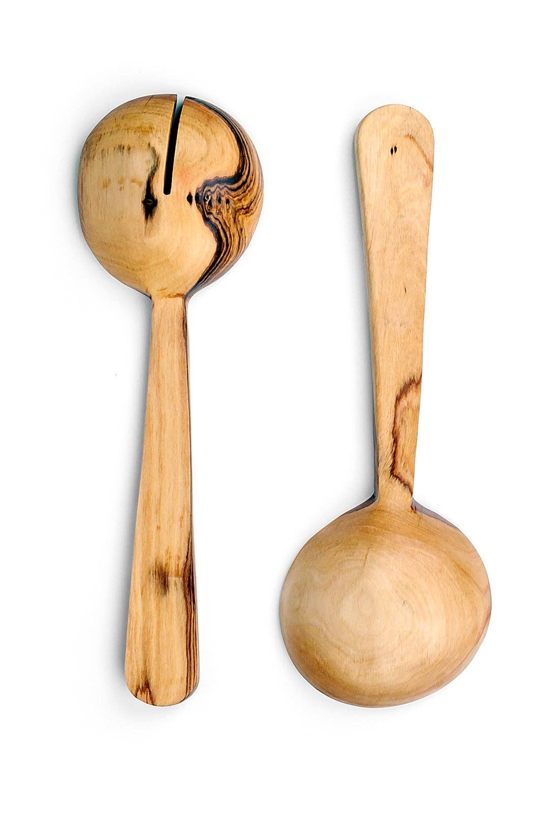 Couverts à salade en bois avec bande blanche d'Afrique