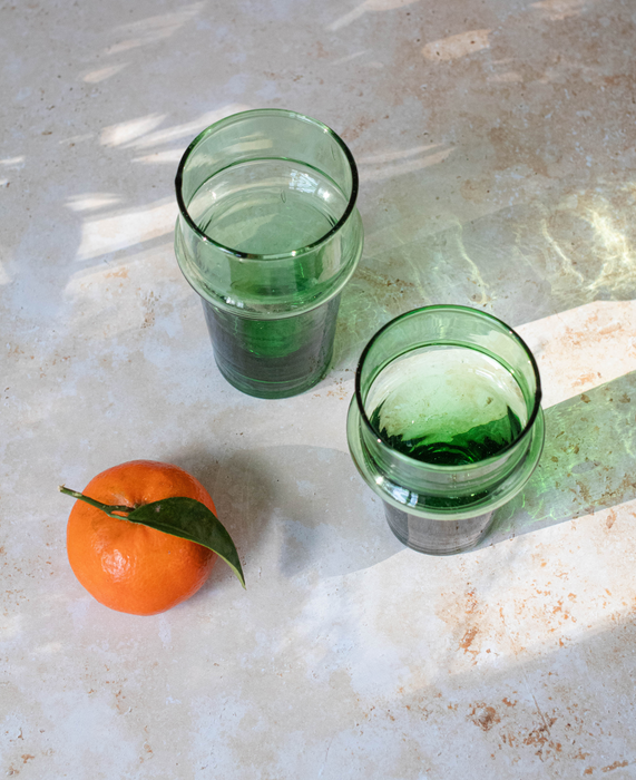 Petit Verres Beldi marocains couleur vert
