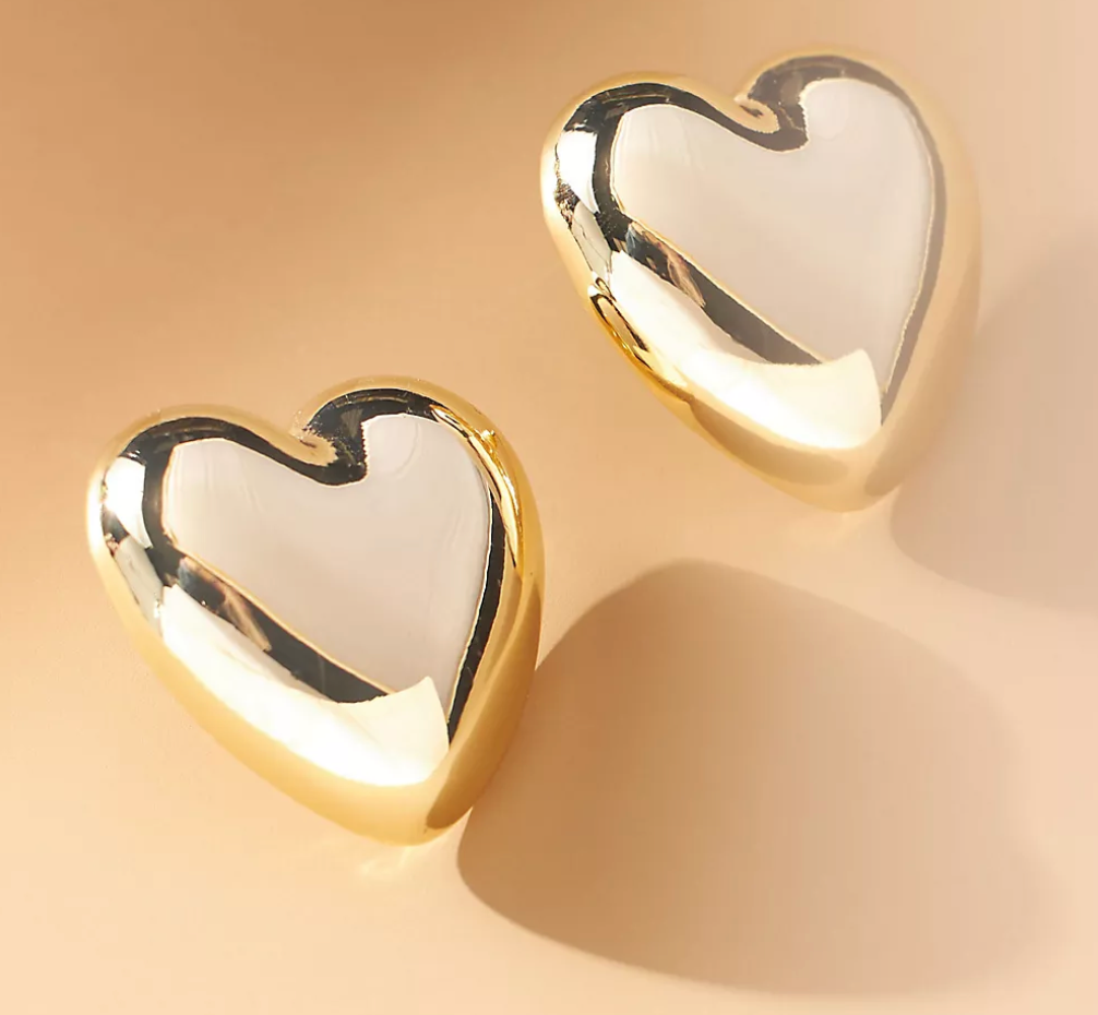 Boucles d'oreilles cœur - Clous d'oreilles gonflés - Acier inoxydable - Canada