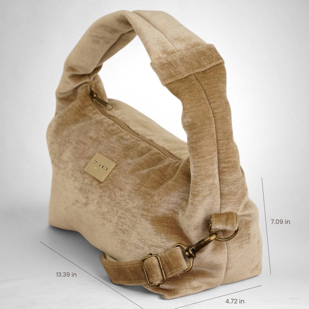 Sac de soirée en velours – Champagne doré-d’Espagne