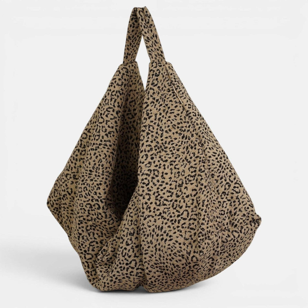 Sac rond à bandoulière en jacquard léopard – Beige et noir -d’Espagne