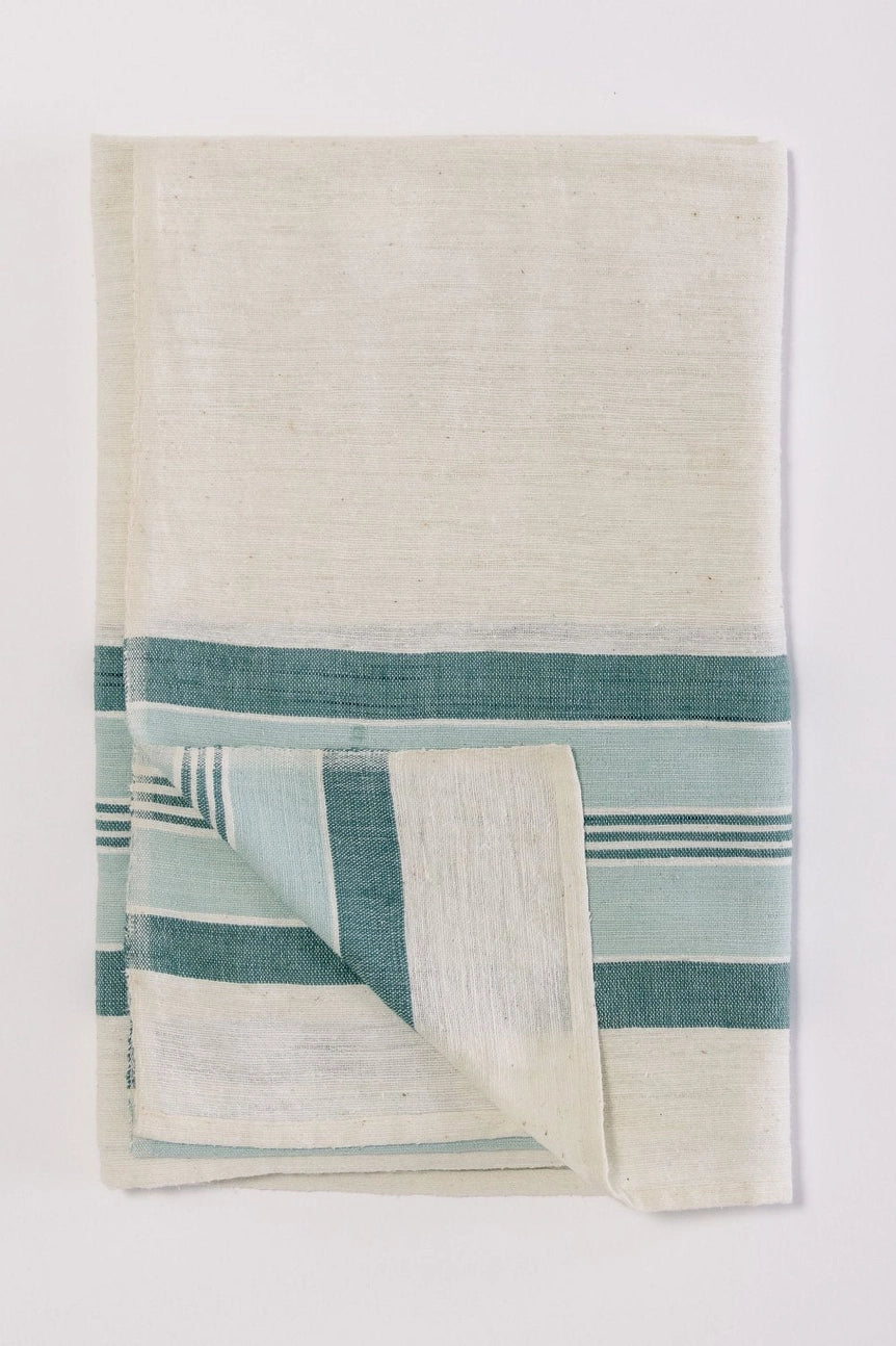 Serviette de plage tissée en coton d'Éthiopie Turquoise