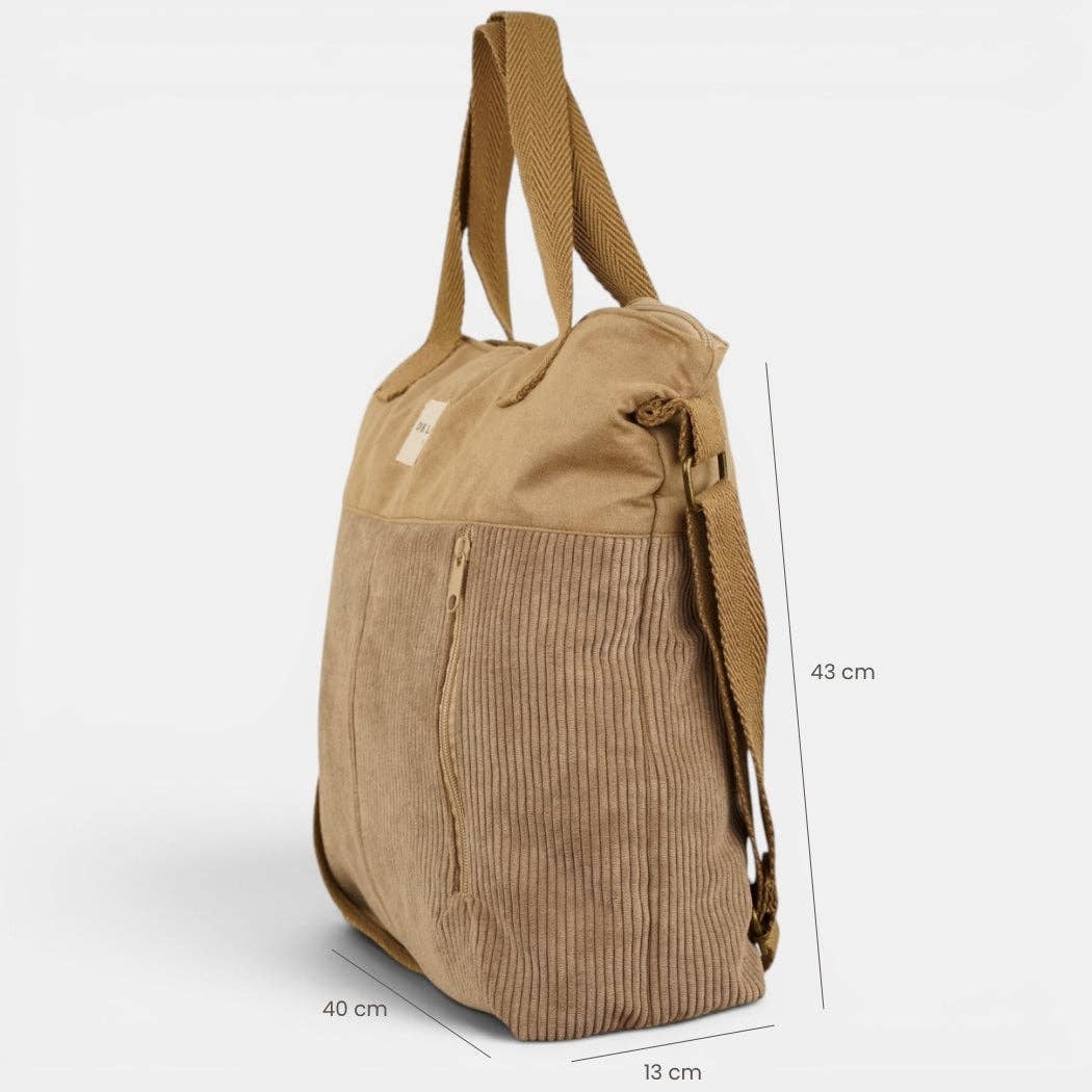 Grand sac à main en velours côtelé – taupe beige - d’Espagne