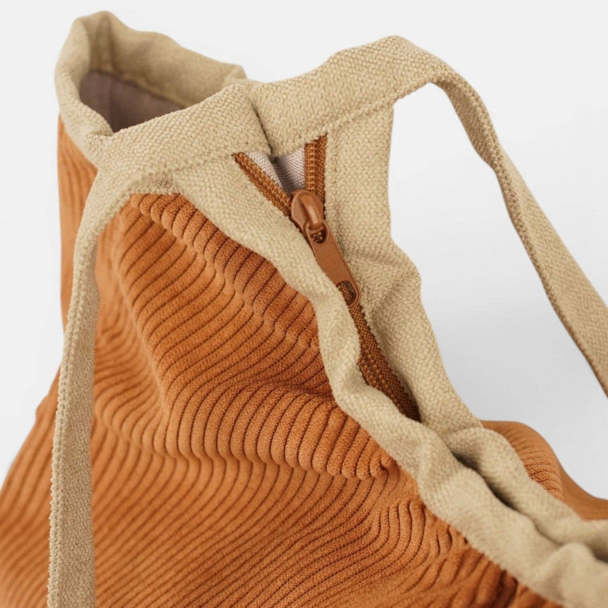 Sac fourre-tout moyen zippé en velours côtelé – Terracotta - d’Espagne