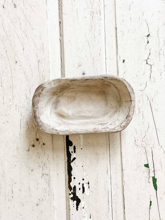 Mexique: Petit bol en bois, prêt à l'emploi d'une bougie, blanc antique #A - 7.13