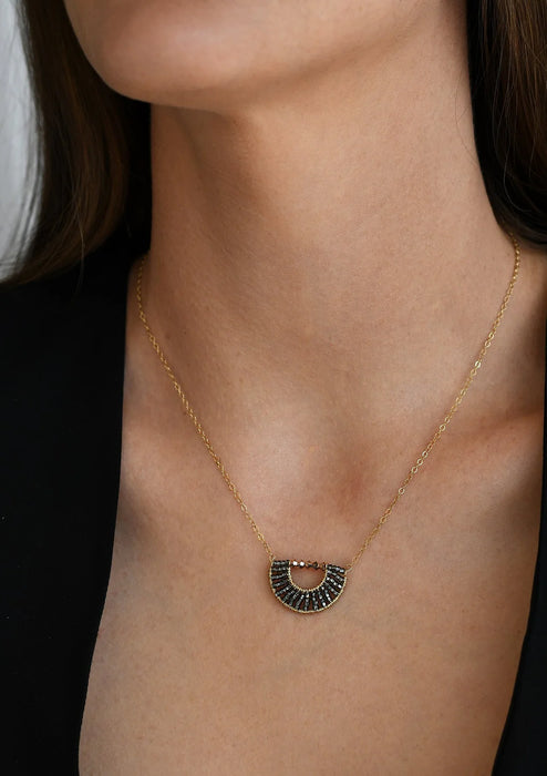 Collier demi-lune – graphite noir/or - Tanzanie