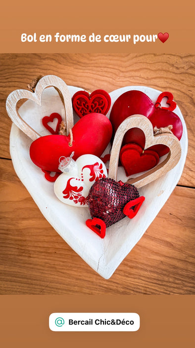 Bol en forme de cœur, blanc, fait main au Mexique
