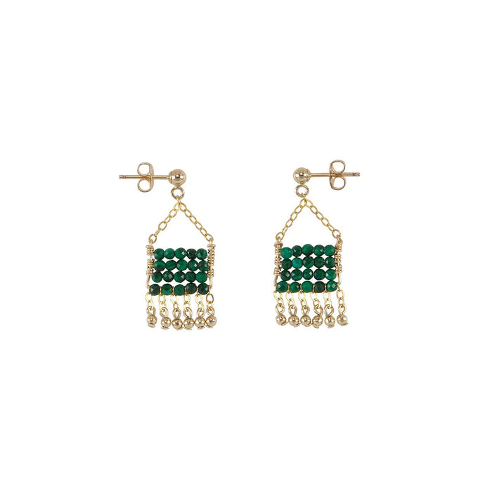 Mini Olakira earrings (malachite green, gold)