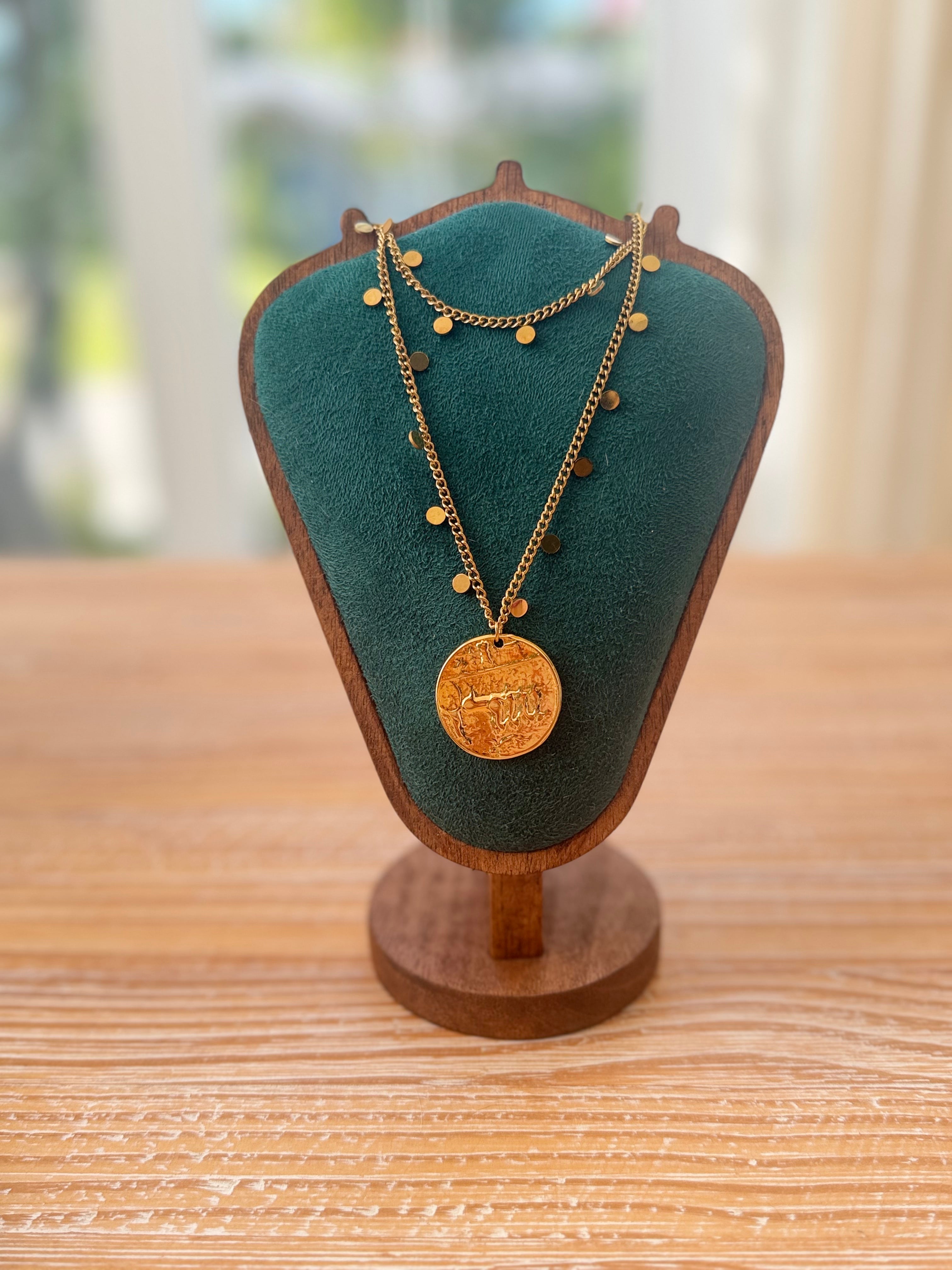 Chaines avec grande pièce ancienne en or - de Grèce