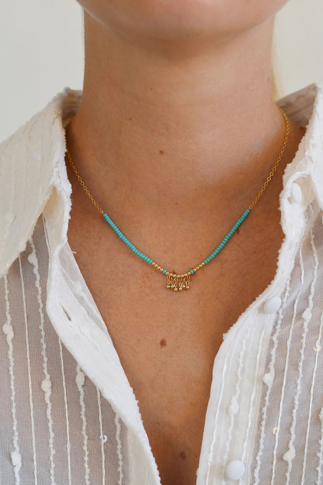 Collier en turquoise et or- Tanzanie