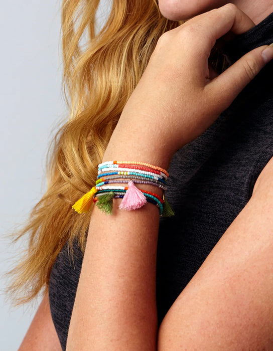 Bracelet élastique double tours turquoise de Tanzanie