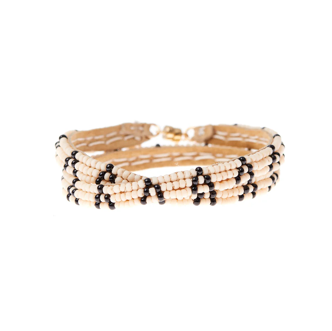 Double wrap bracelet XS with 3-point triangle pattern – PINK/BLACK