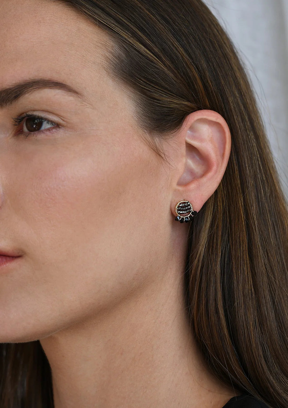 Mini boucles d’oreilles en cristal avec pampilles - NOIR - Tanzanie