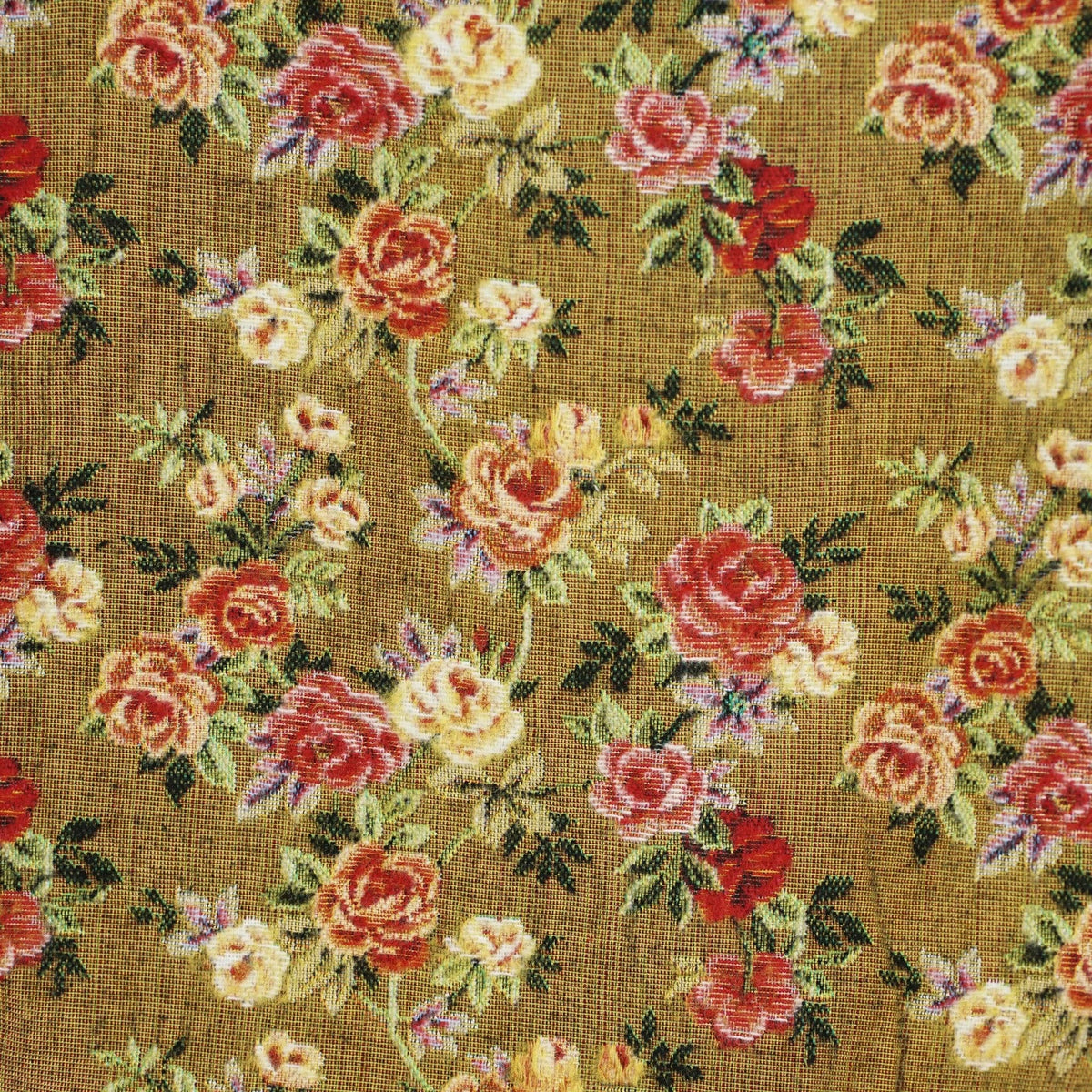 Trousse de maquillage carrée en jacquard floral – moutarde et rouge - d’Espagne