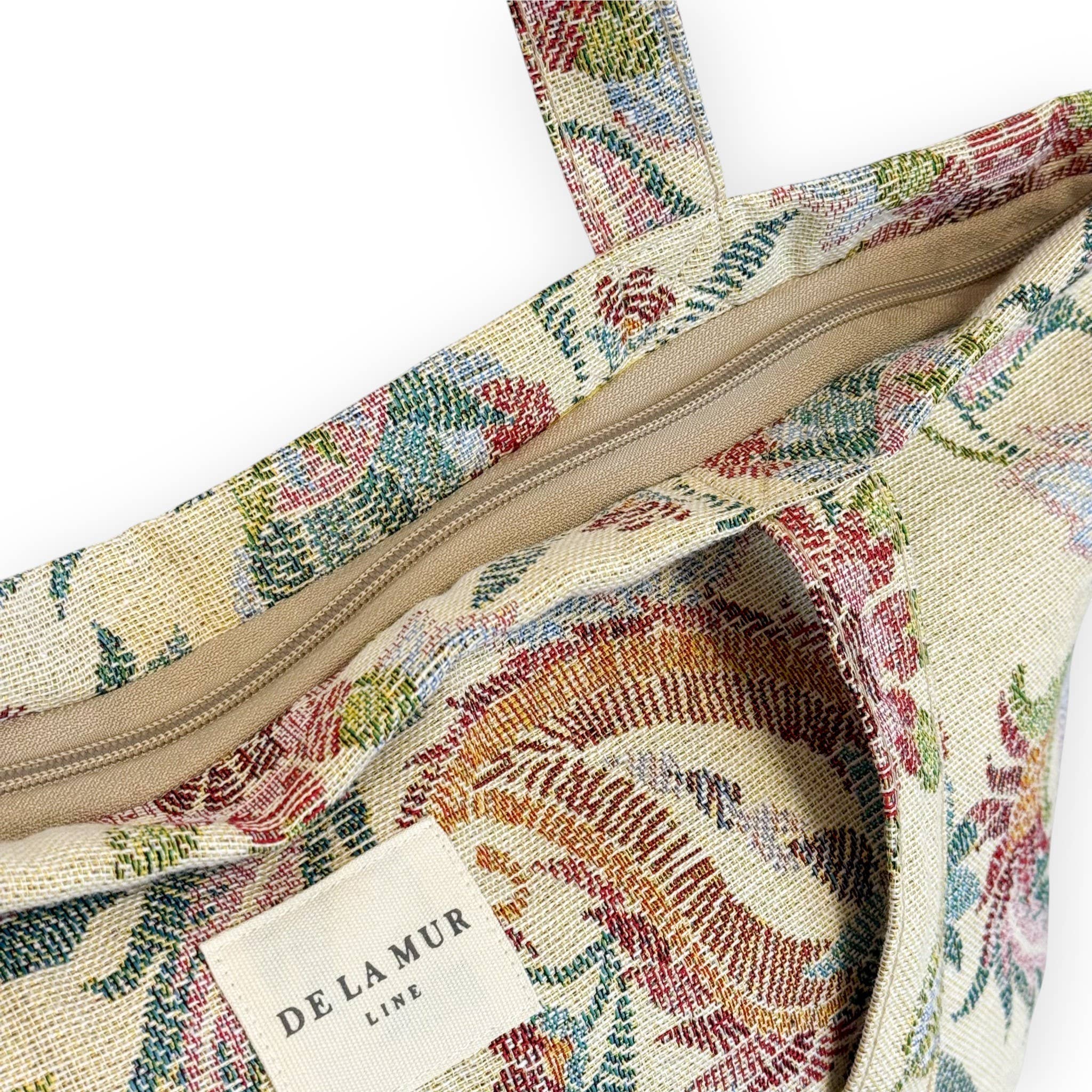 Grand sac cabas zippé à motif printanier