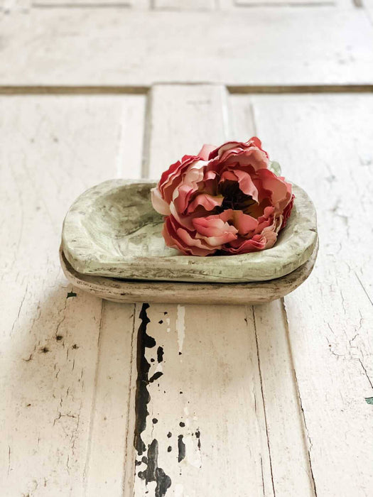 Mexique: Petit bol en bois, prêt à l'emploi d'une bougie, blanc antique #A - 7.13