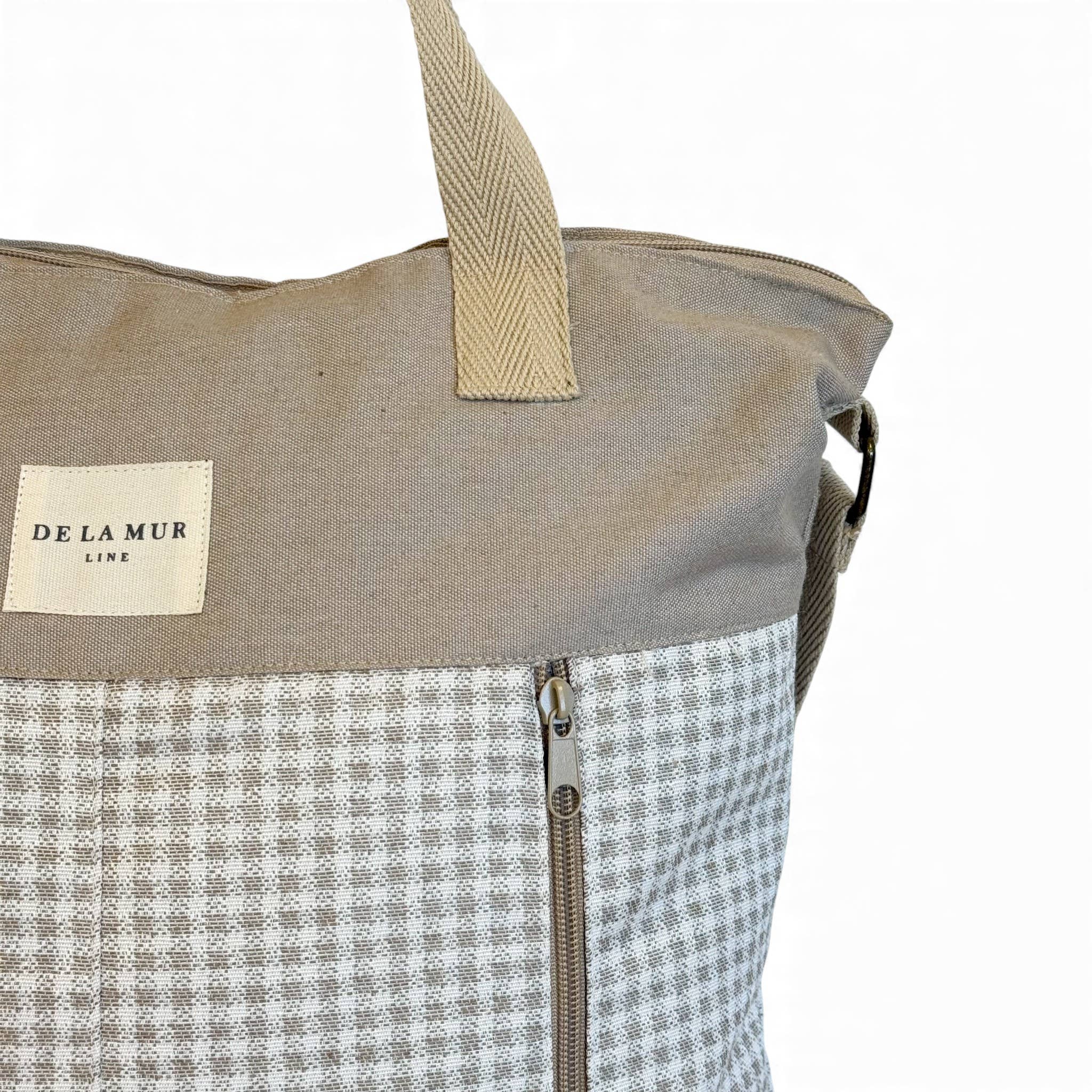 Grand Sac à Main beige à motif Vichy