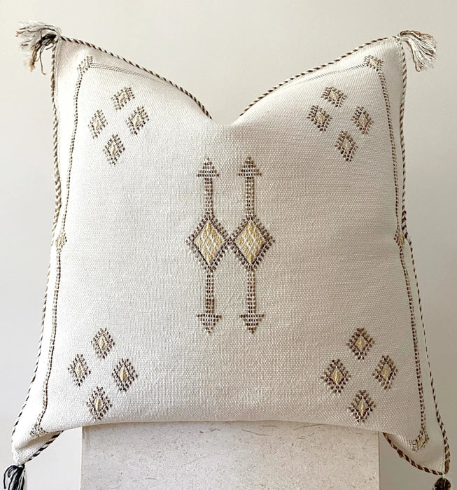 MAROC: Housse de Coussin Carrée Premium OffWhite en Soie de Cactus