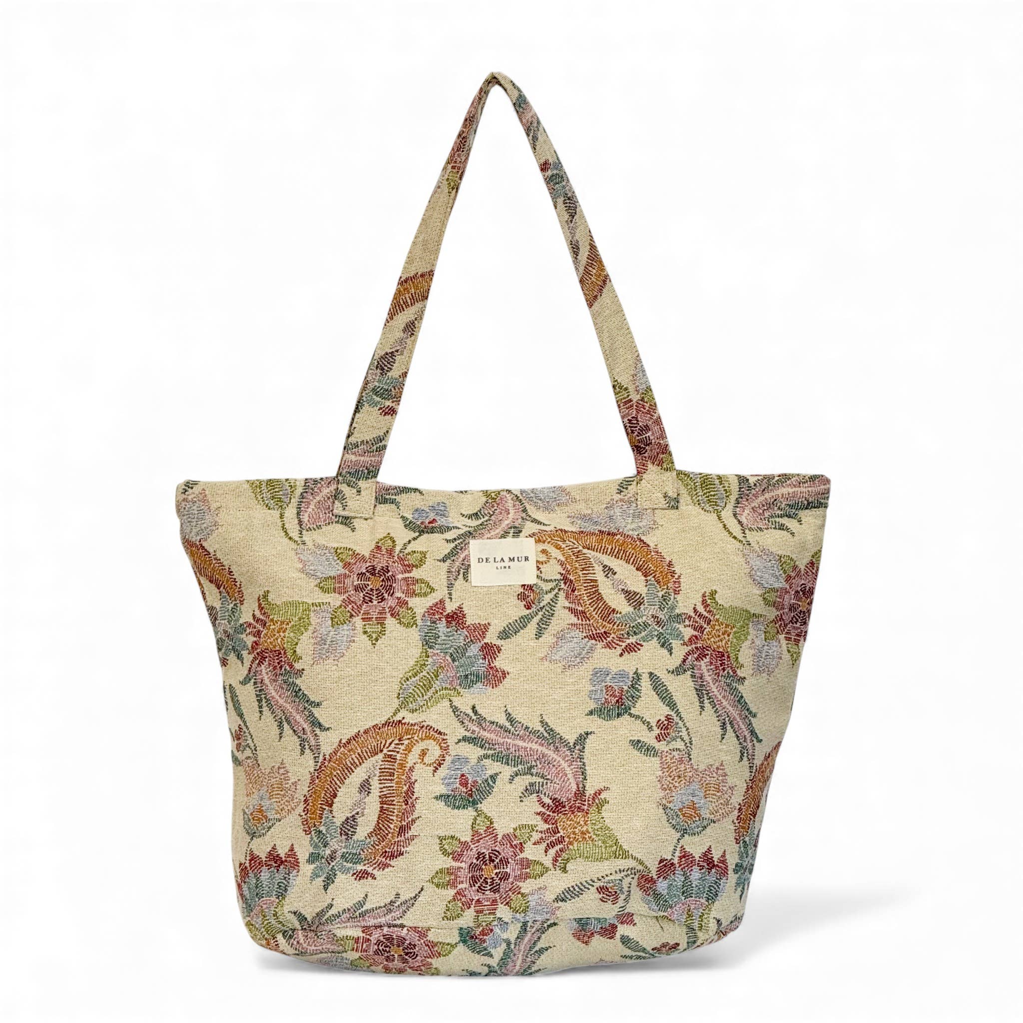 Grand sac cabas zippé à motif printanier